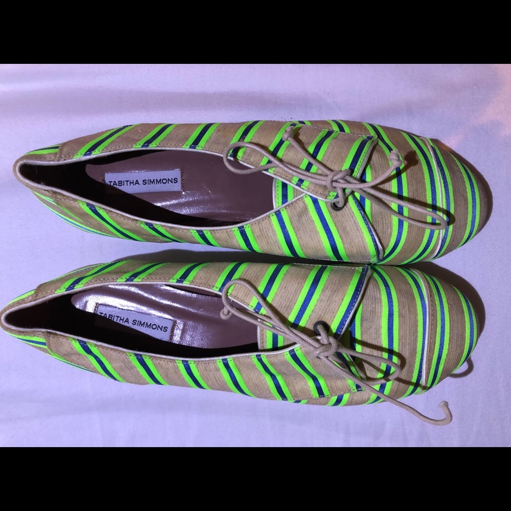 Tabitha Simmons tweed wedge shoe.  Box has no lid